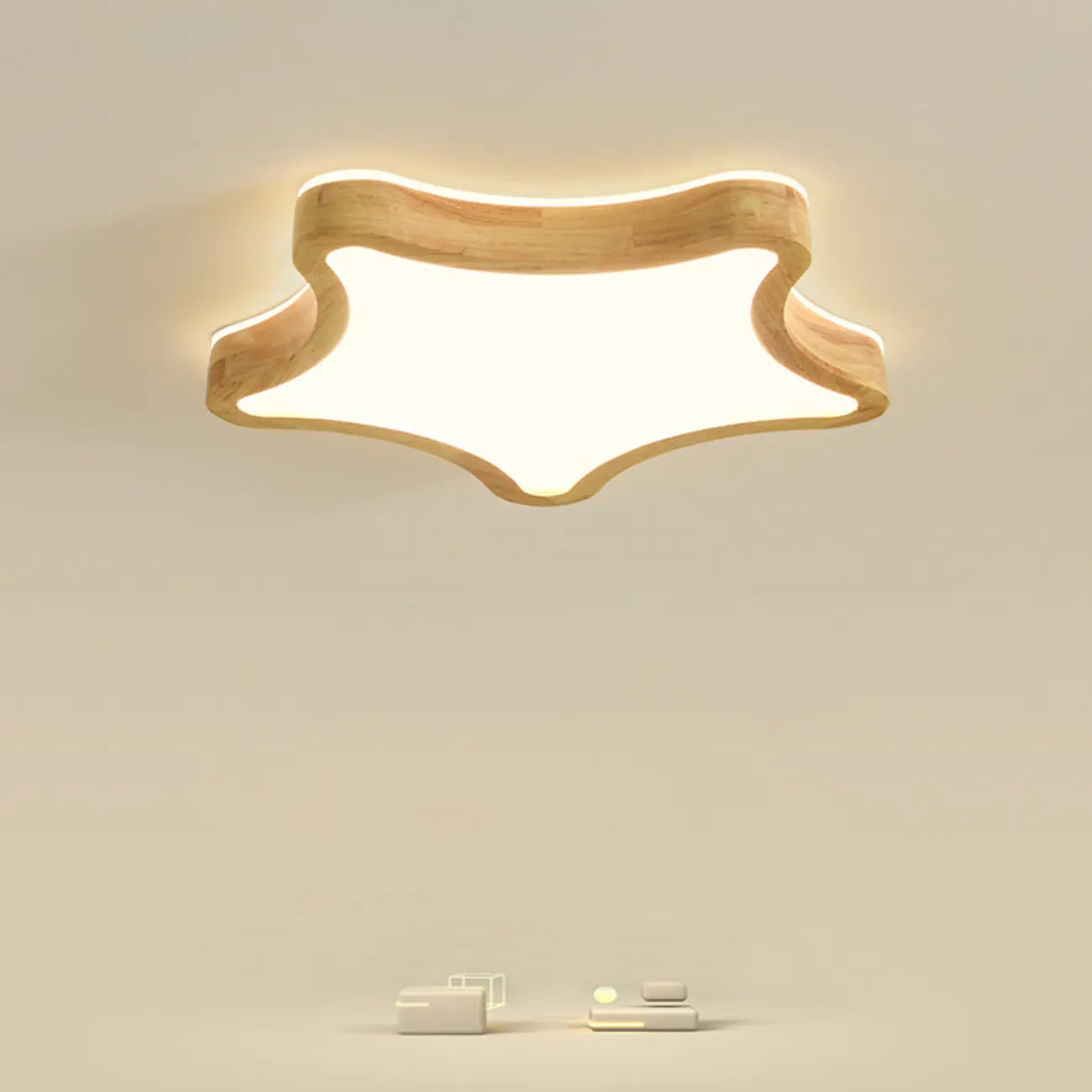 Plafonnier élégant en forme d'étoile avec finition naturelle pour chambre à coucher