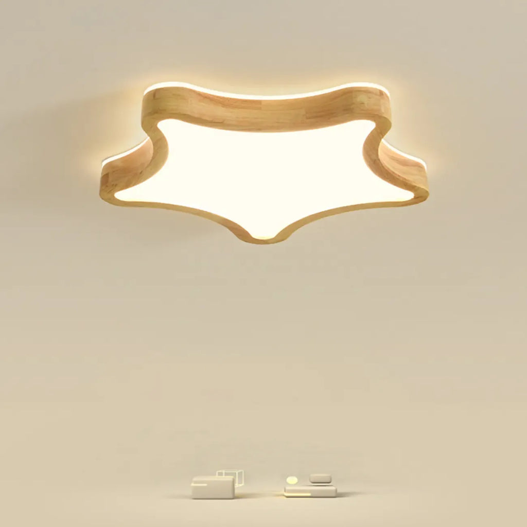 Plafonnier élégant en forme d'étoile avec finition naturelle pour chambre à coucher