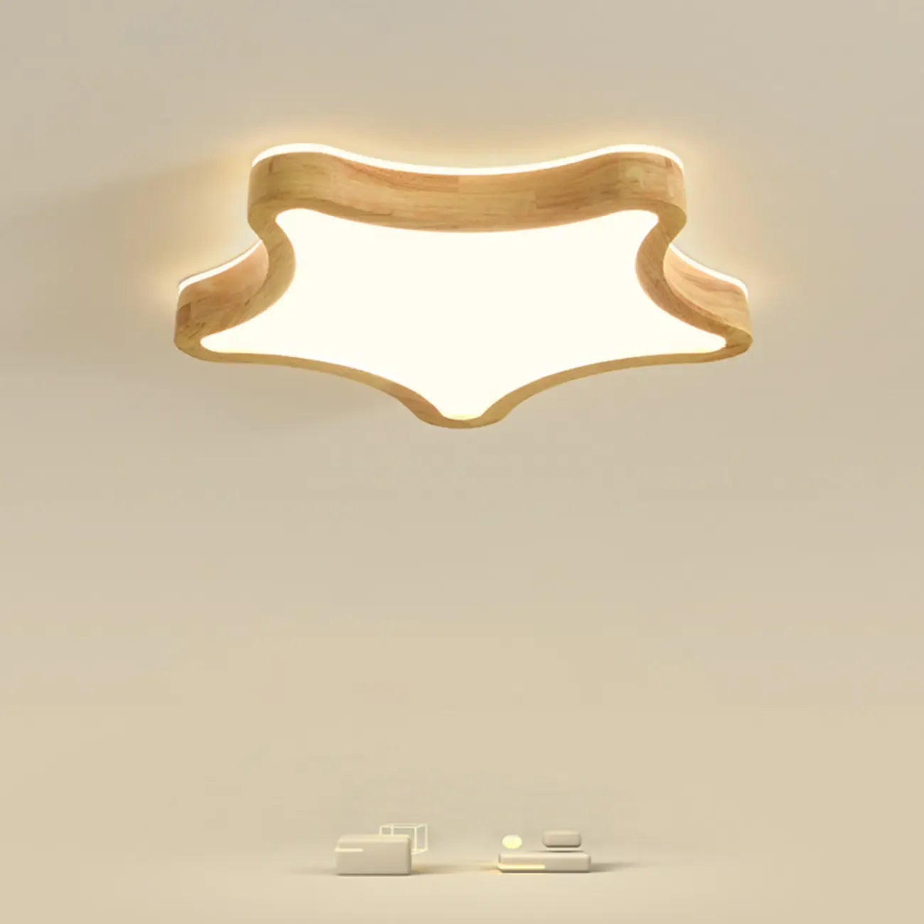 Plafonnier élégant en forme d'étoile avec finition naturelle pour chambre à coucher