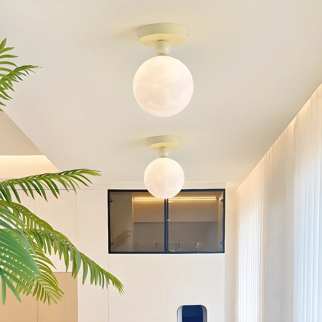 Plafonnier semi-encastré élégant en forme de citrouille avec abat-jour en résine