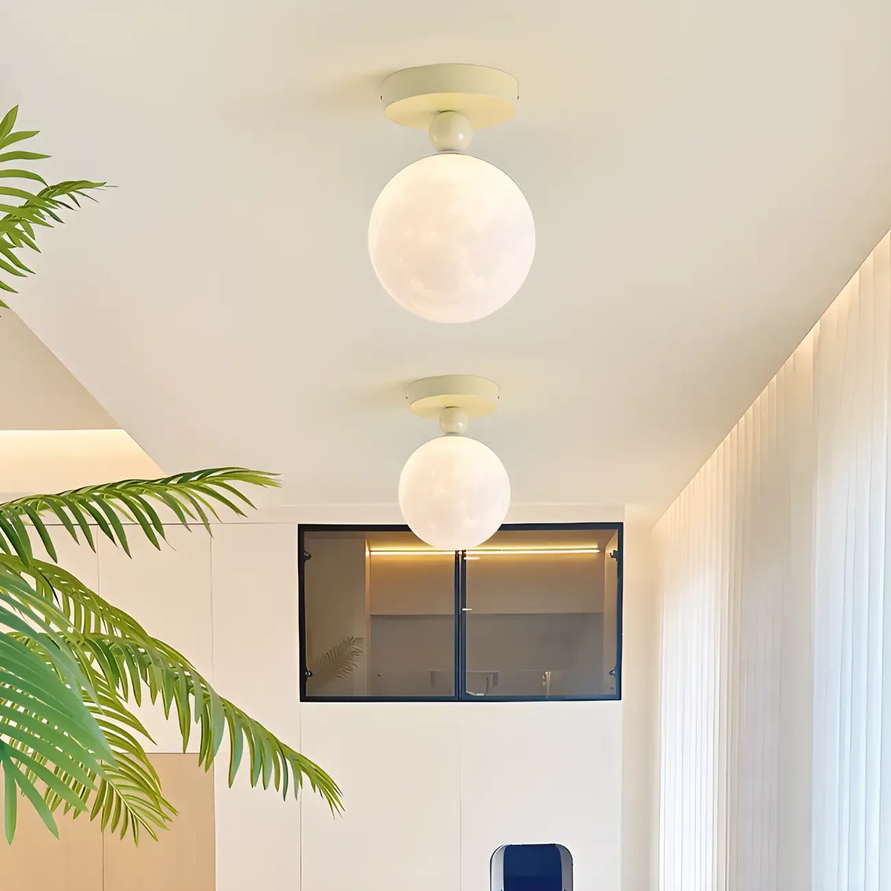 Plafonnier semi-encastré élégant en forme de citrouille avec abat-jour en résine