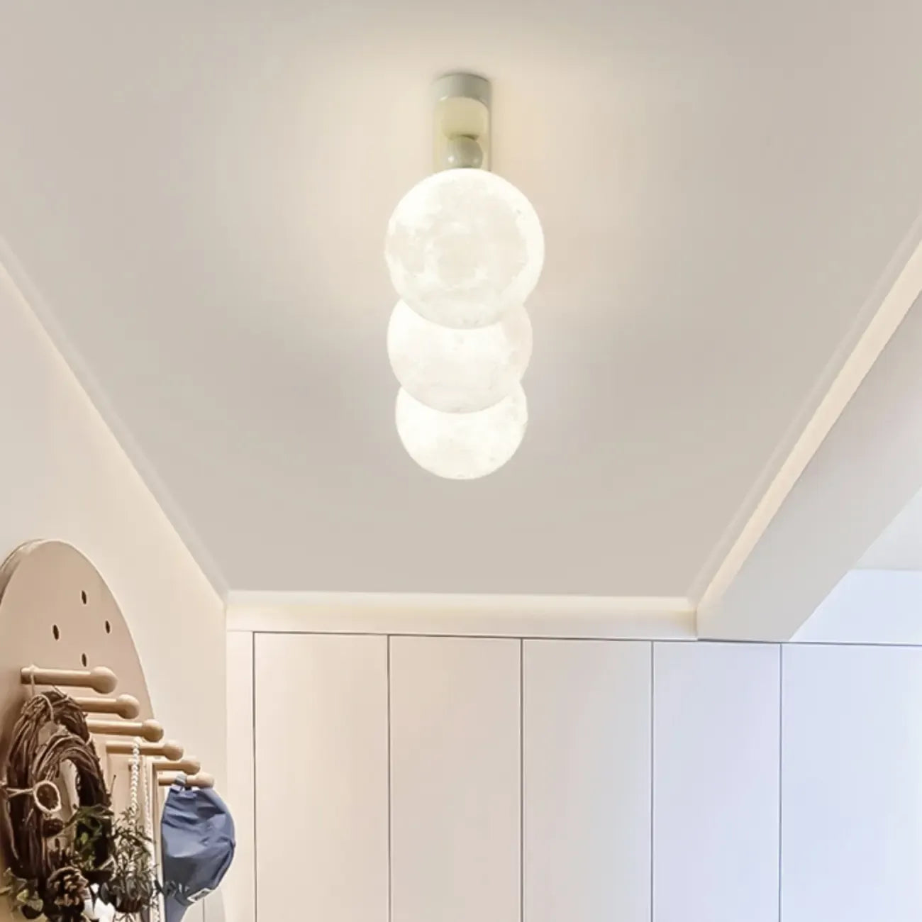 Plafonnier semi-encastré élégant en forme de citrouille avec abat-jour en résine