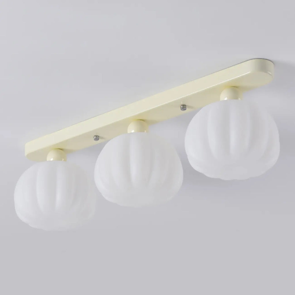 Plafonnier semi-encastré élégant en forme de citrouille avec abat-jour en résine