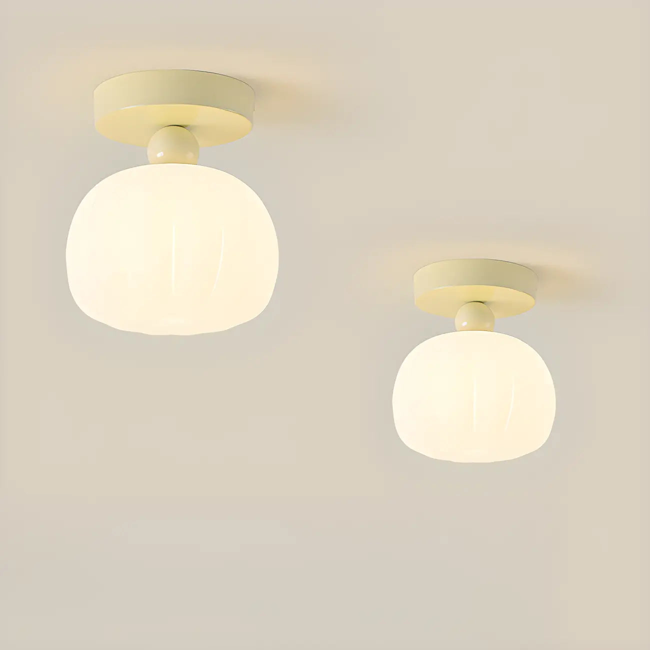 Plafonnier semi-encastré élégant en forme de citrouille avec abat-jour en résine