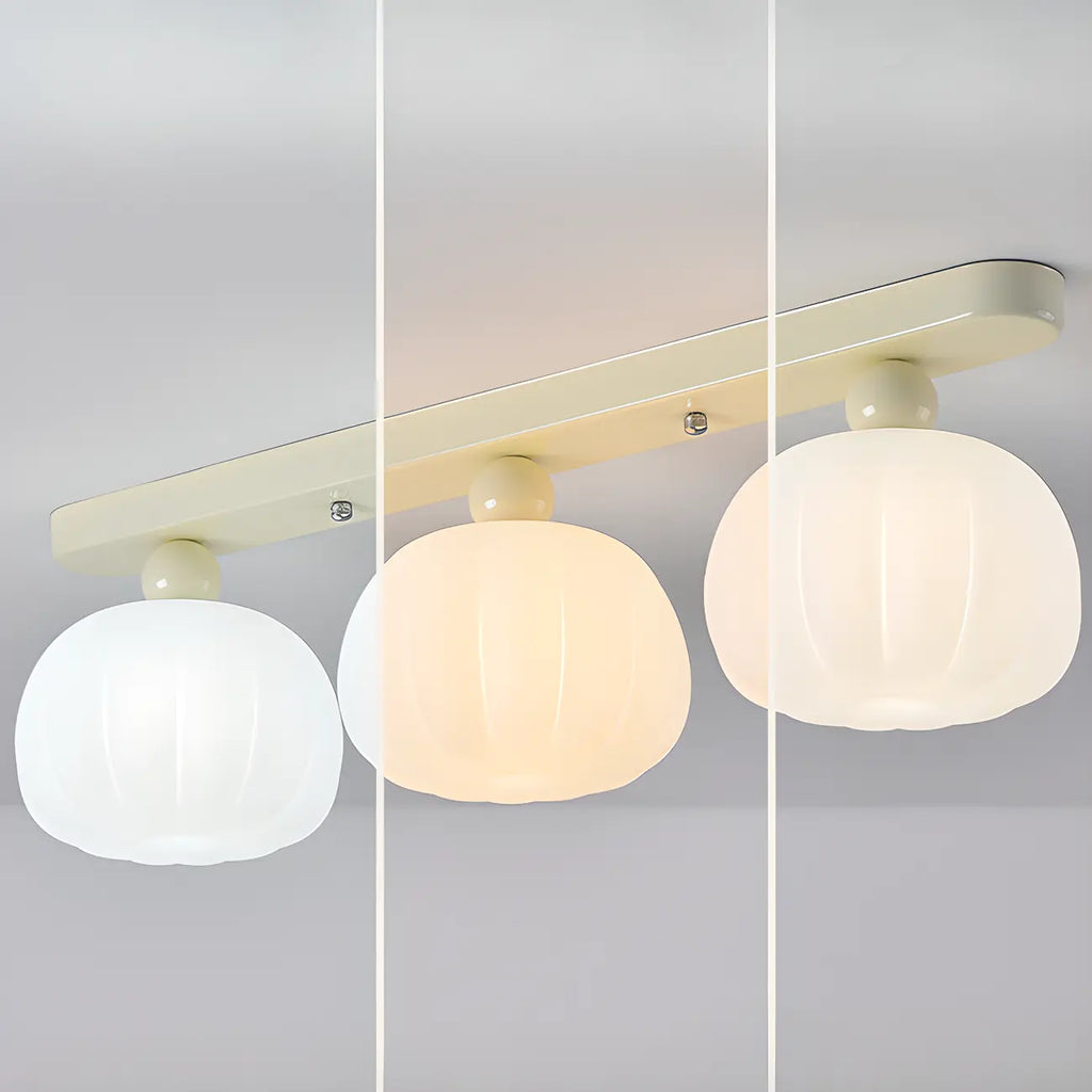 Plafonnier semi-encastré élégant en forme de citrouille avec abat-jour en résine