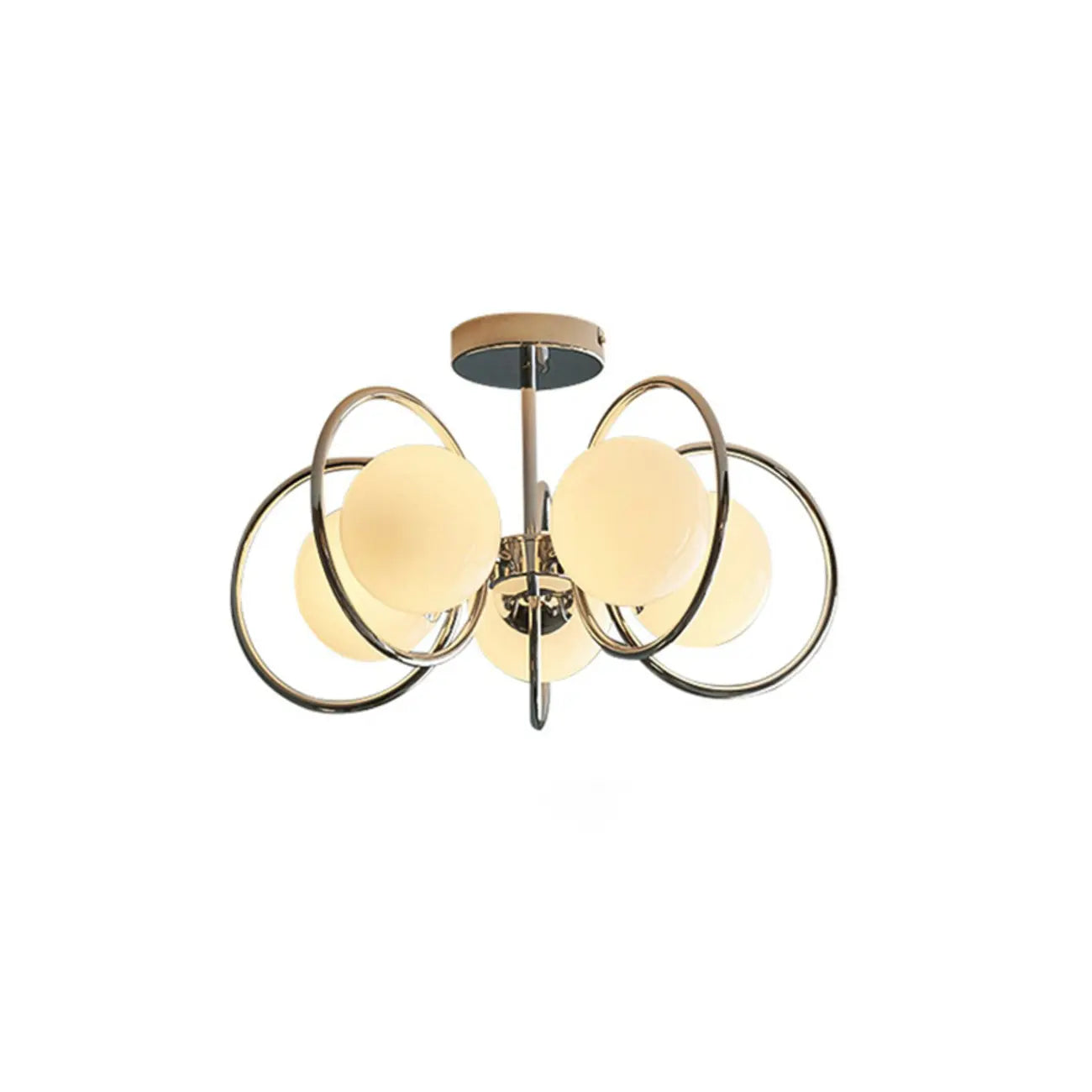 Plafonnier globe chromé de 48 à 51 cm pour intérieur moderne