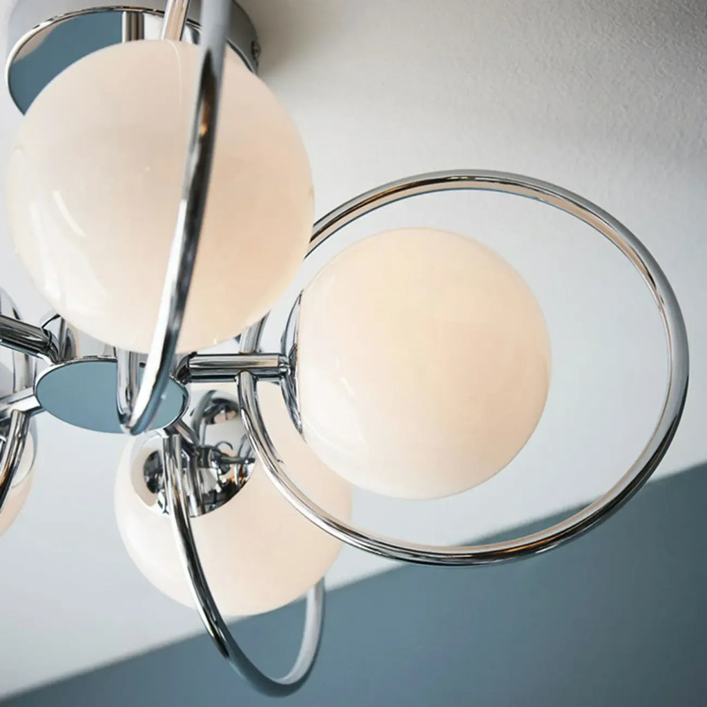 Plafonnier globe chromé de 48 à 51 cm pour intérieur moderne