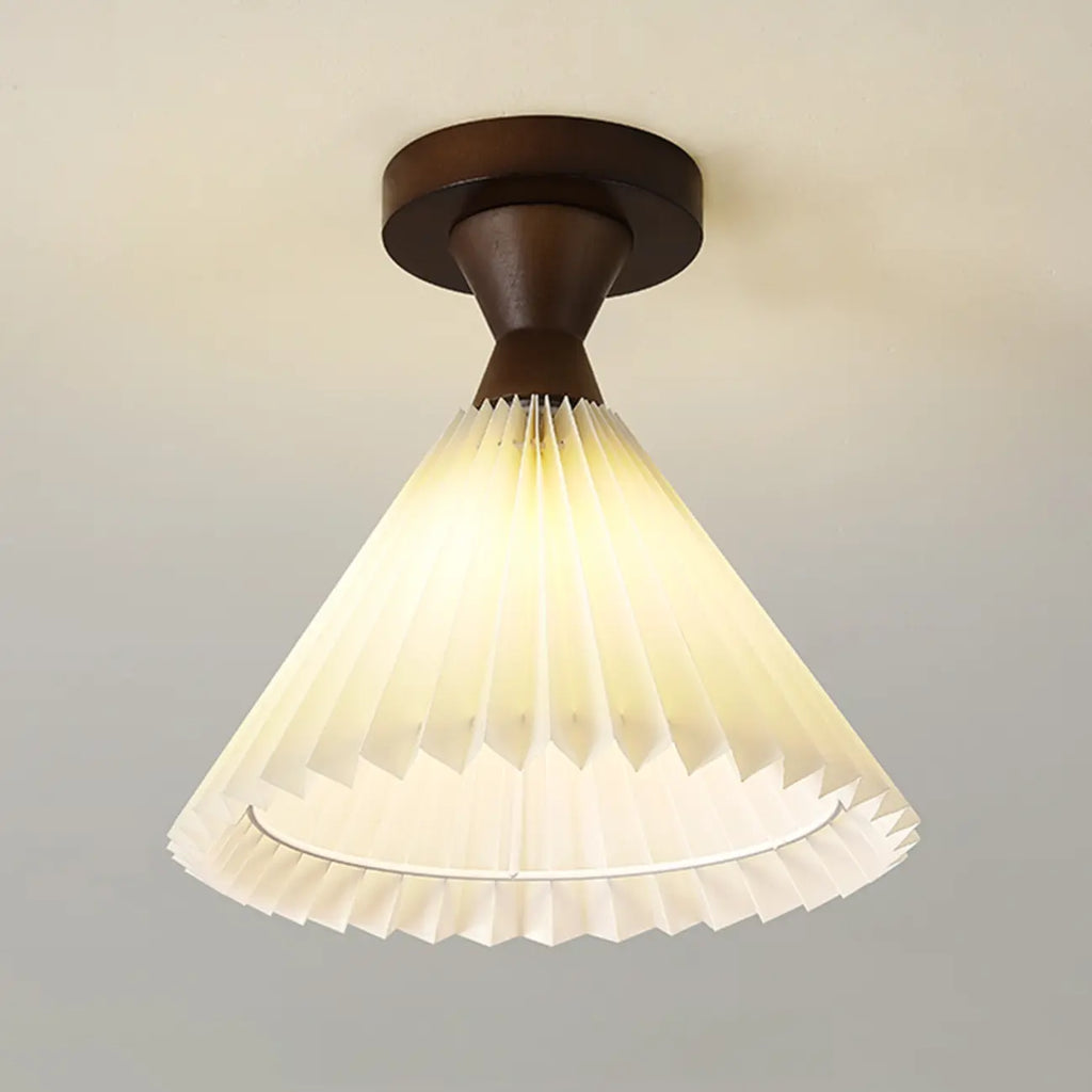 Plafonnier semi-encastré à LED en tissu plissé pour salon