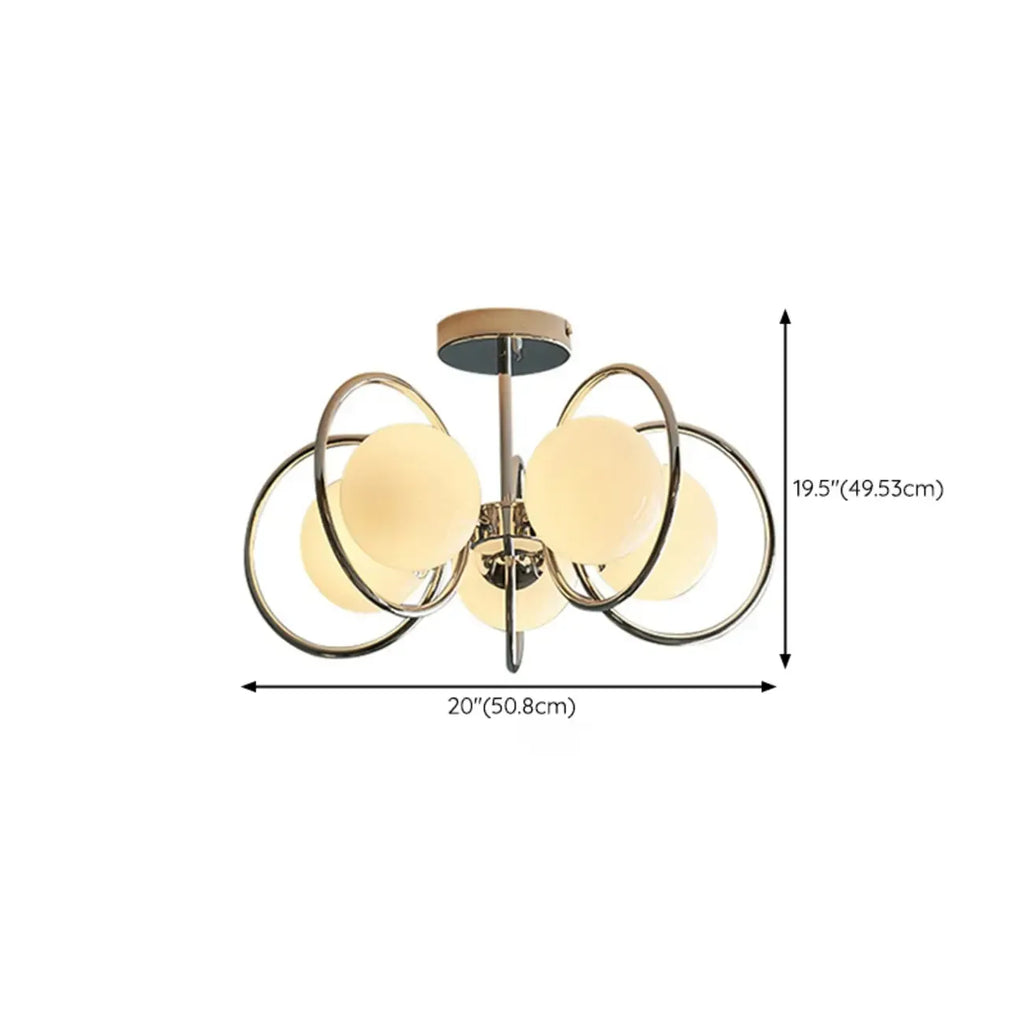 Plafonnier globe chromé de 48 à 51 cm pour intérieur moderne
