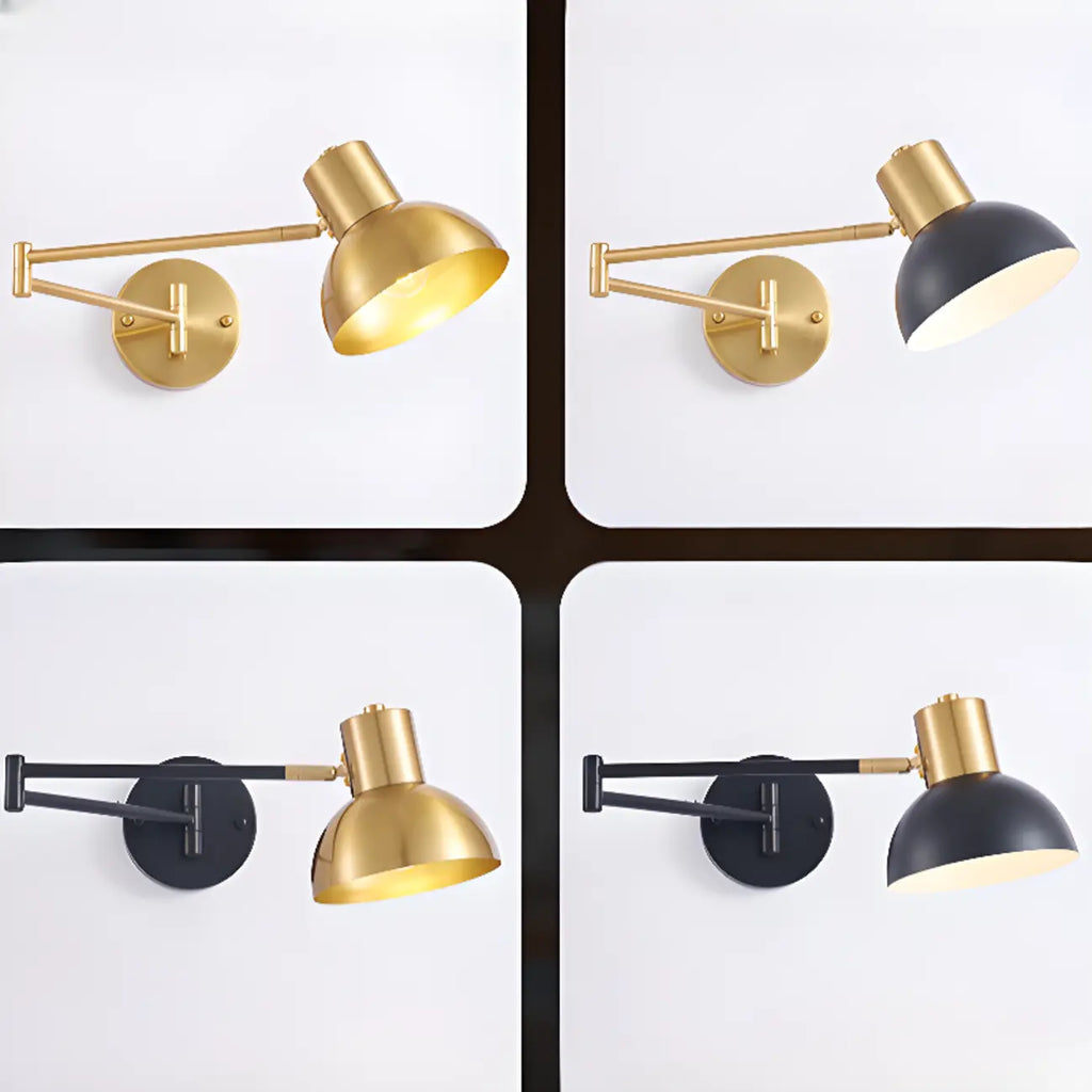 Applique murale moderne en laiton à bras articulé de 12,5 à 22,5 cm pour chevet