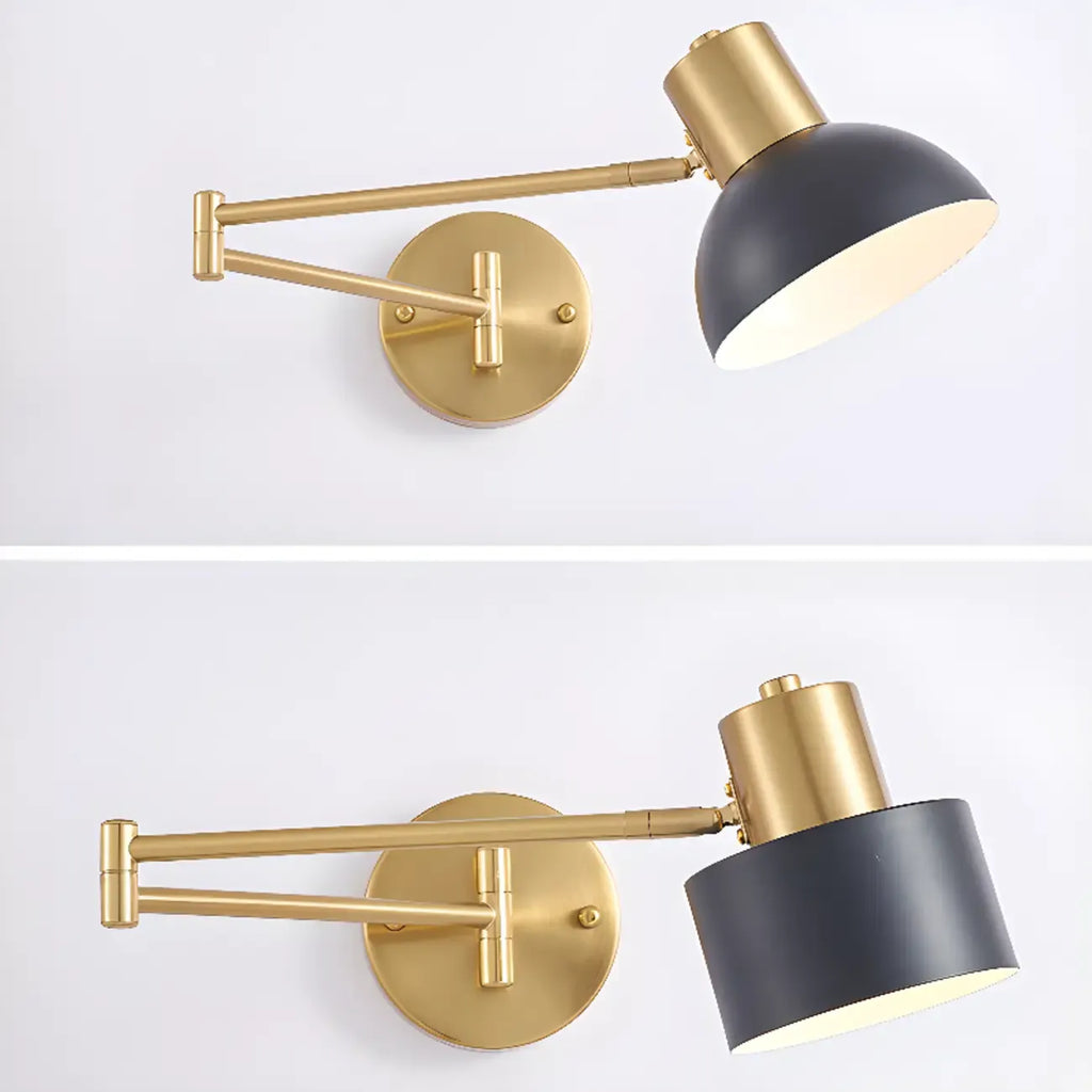 Applique murale moderne en laiton à bras articulé de 12,5 à 22,5 cm pour chevet