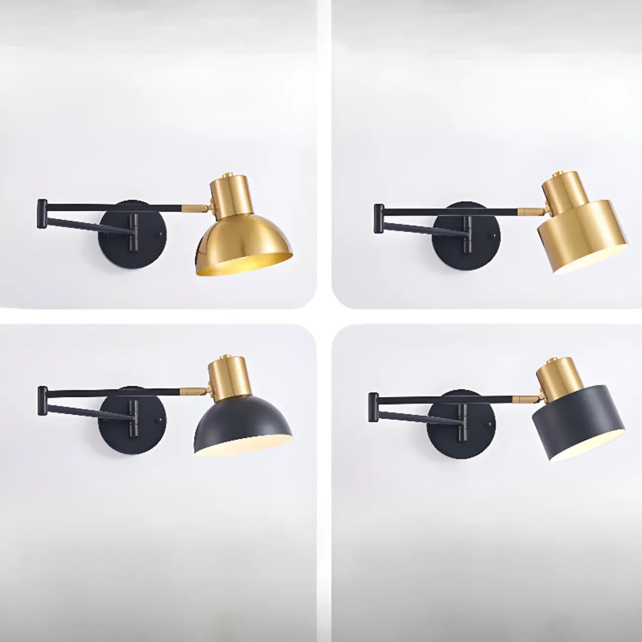 Applique murale moderne en laiton à bras articulé de 12,5 à 22,5 cm pour chevet