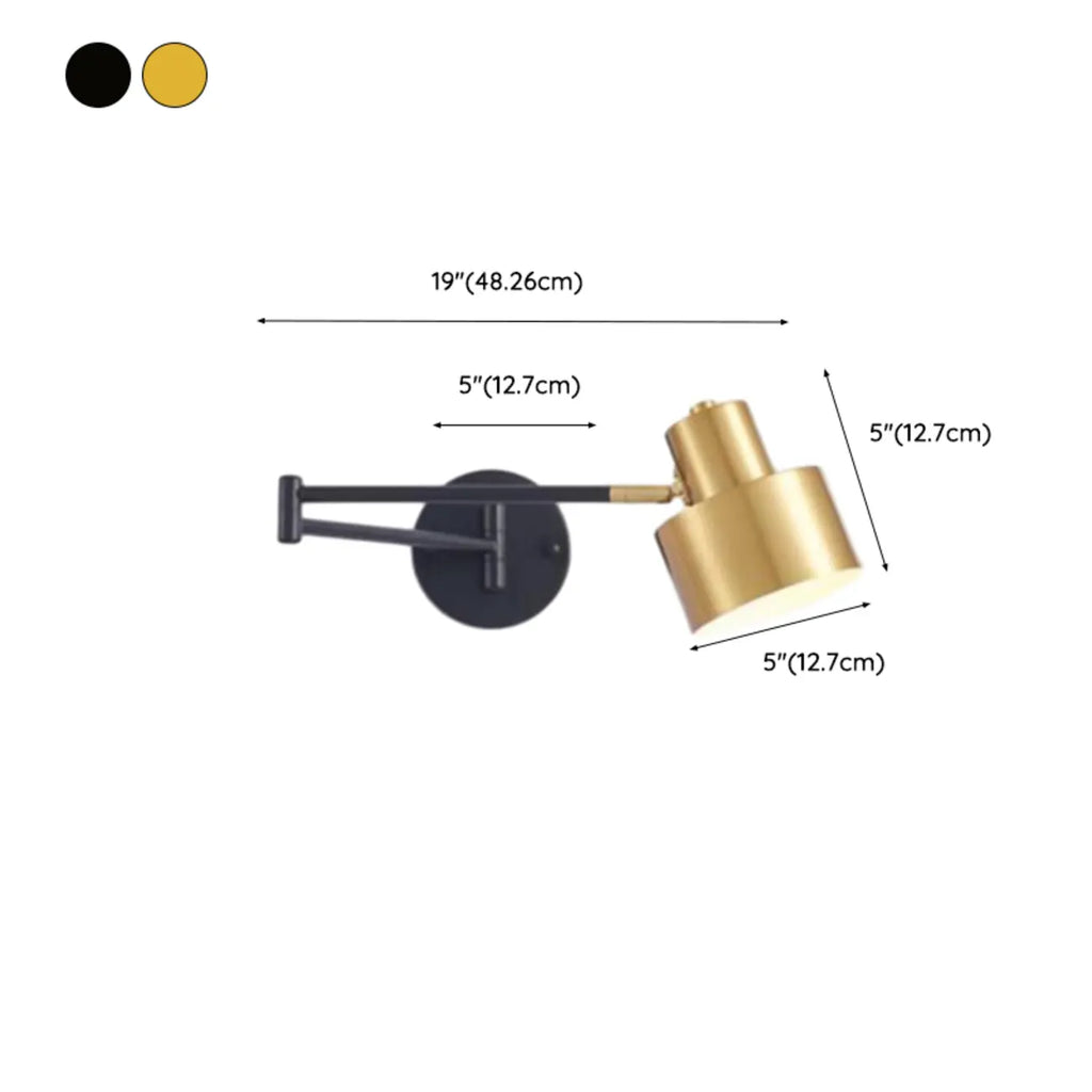 Applique murale moderne en laiton à bras articulé de 12,5 à 22,5 cm pour chevet