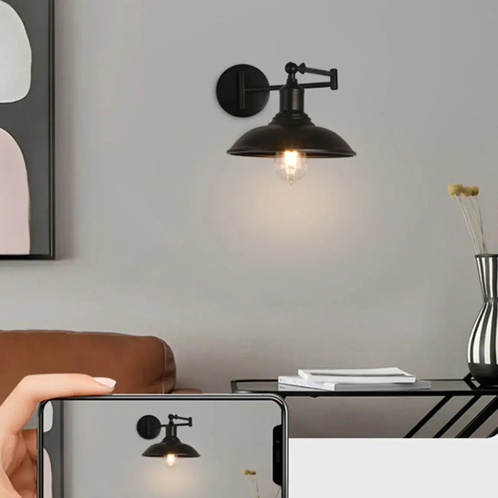 Applique murale industrielle en forme de dôme à bras articulé pour salon