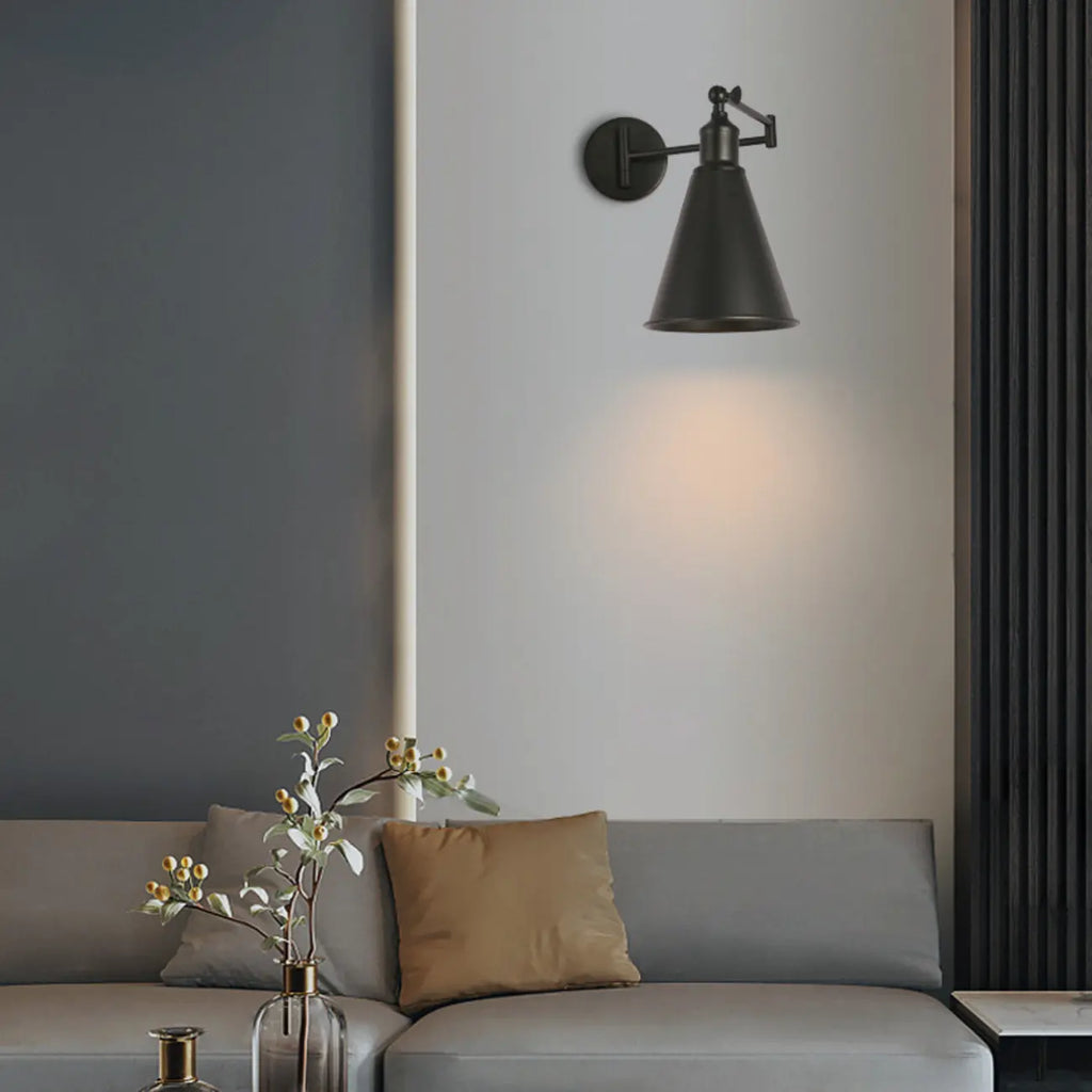 Applique murale industrielle en forme de dôme à bras articulé pour salon