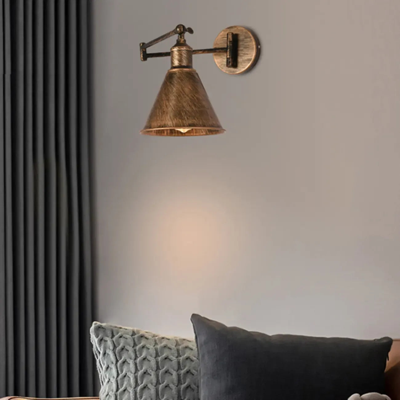 Applique murale industrielle en forme de dôme à bras articulé pour salon