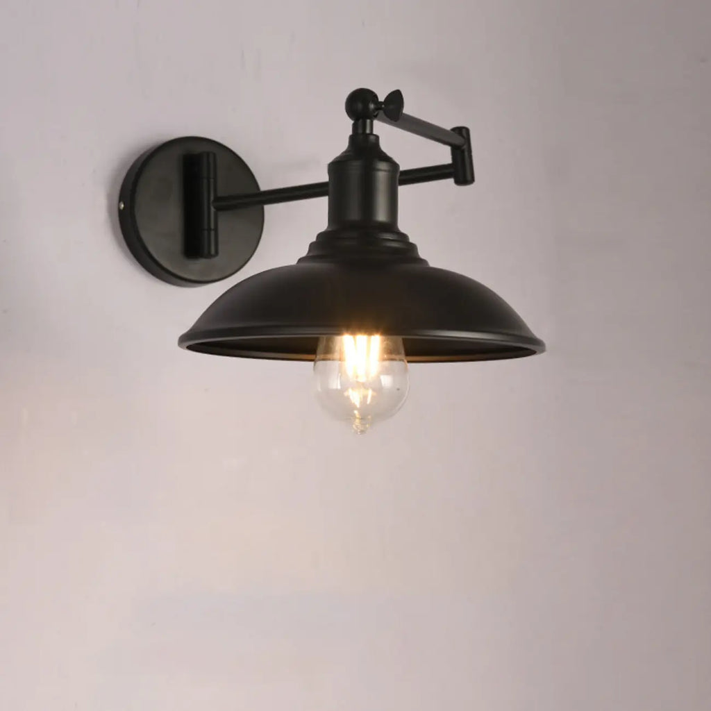 Applique murale industrielle en forme de dôme à bras articulé pour salon