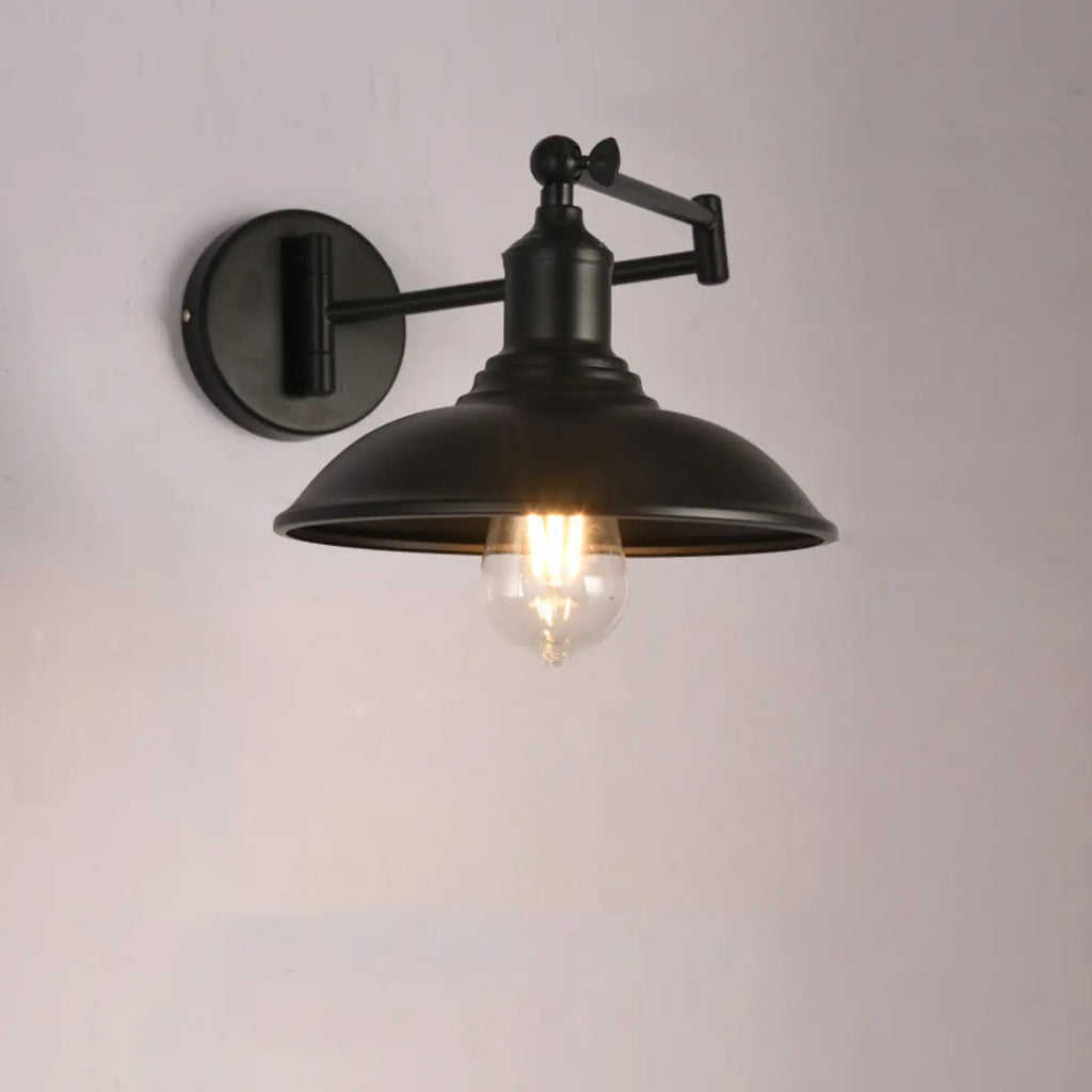 Applique murale industrielle en forme de dôme à bras articulé pour salon