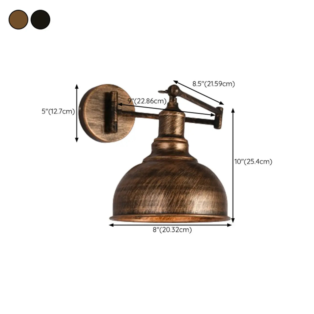 Applique murale industrielle en forme de dôme à bras articulé pour salon
