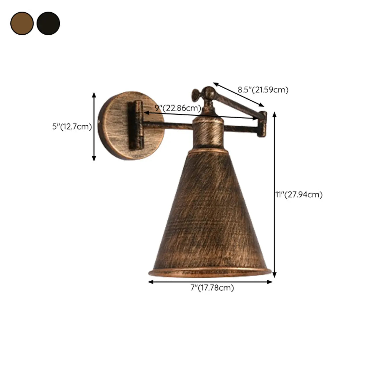 Applique murale industrielle en forme de dôme à bras articulé pour salon