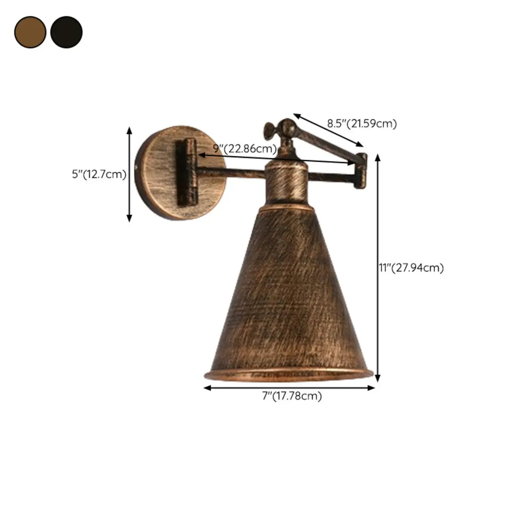 Applique murale industrielle en forme de dôme à bras articulé pour salon