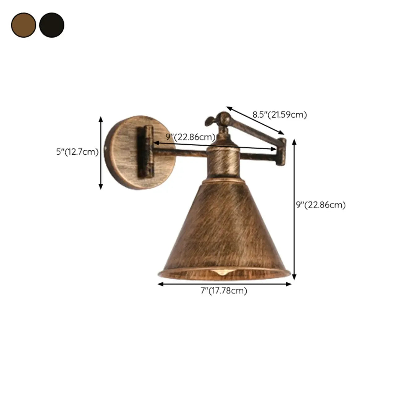 Applique murale industrielle en forme de dôme à bras articulé pour salon