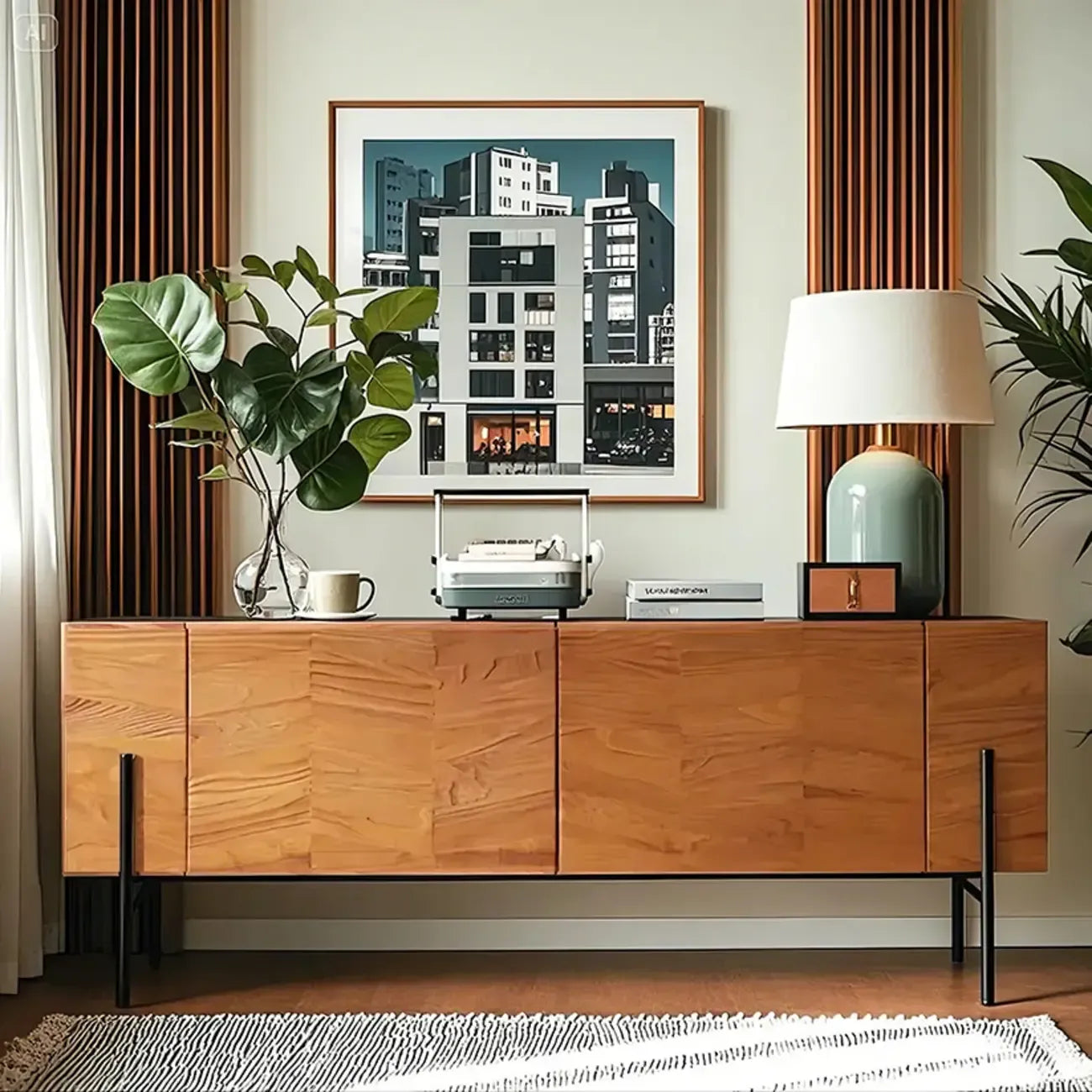 Meuble d'appoint marron autoportant de 72 pouces pour la décoration du salon