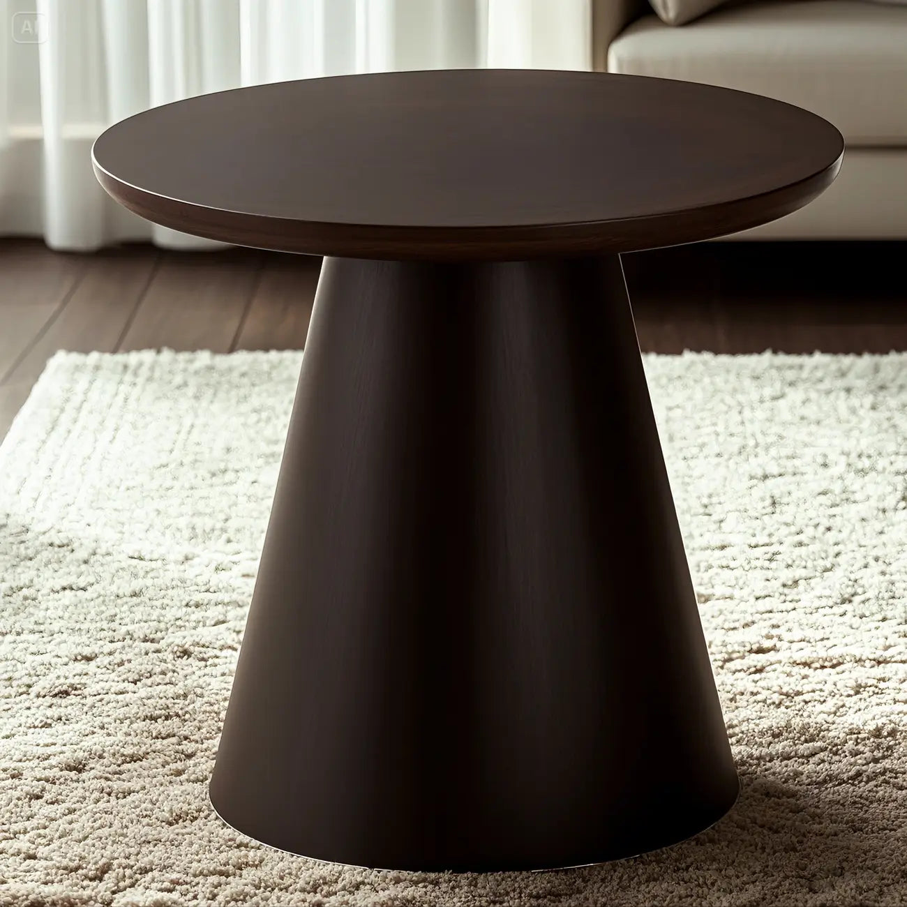 Table d'appoint ronde moderne en bois massif marron pour salon
