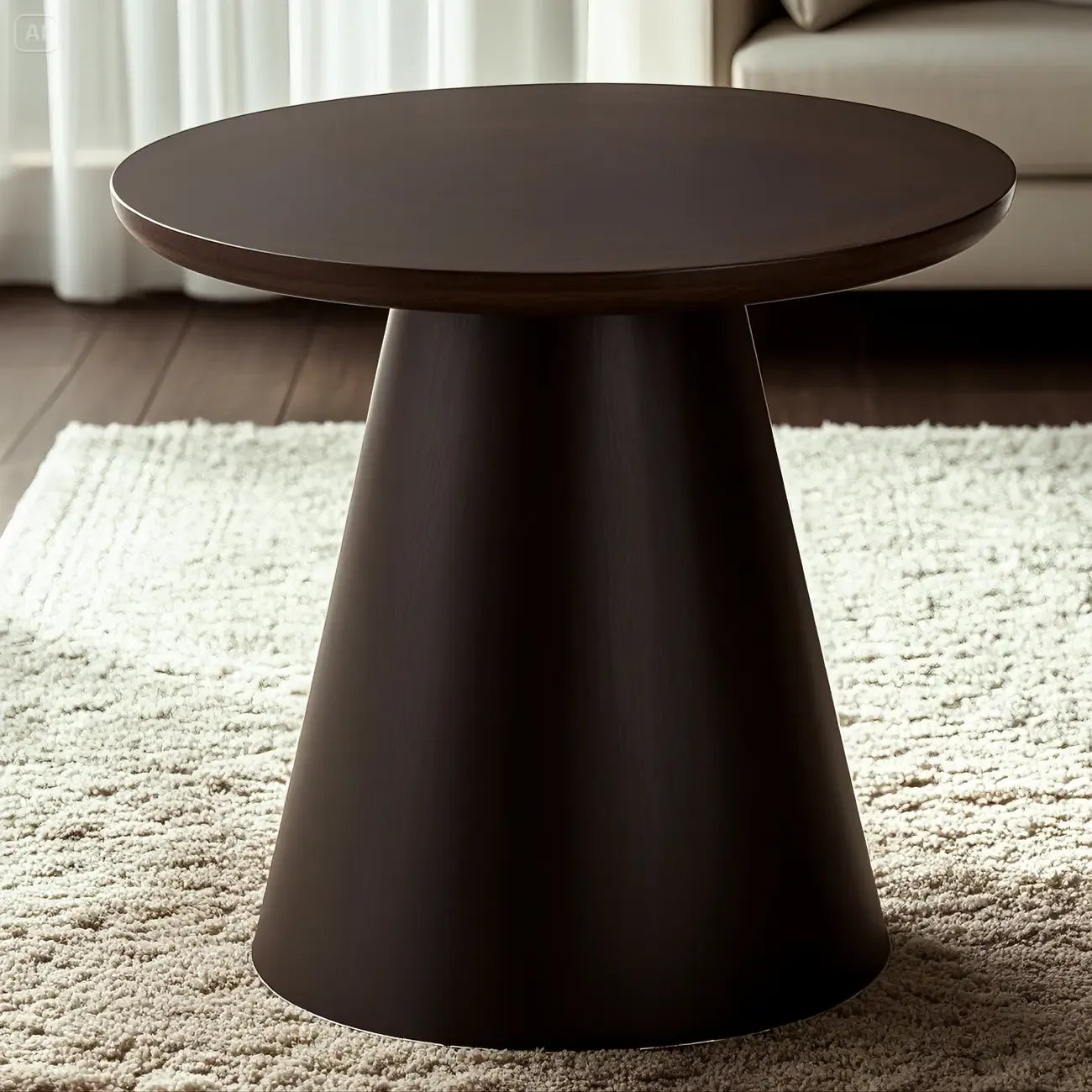 Table d'appoint ronde moderne en bois massif marron pour salon