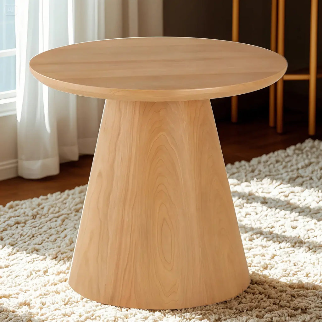 Table d'appoint ronde moderne en bois massif marron pour salon