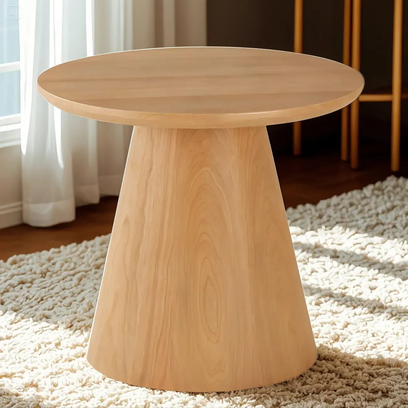Table d'appoint ronde moderne en bois massif marron pour salon