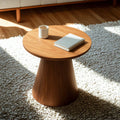 Table d'appoint ronde moderne en bois massif marron pour salon