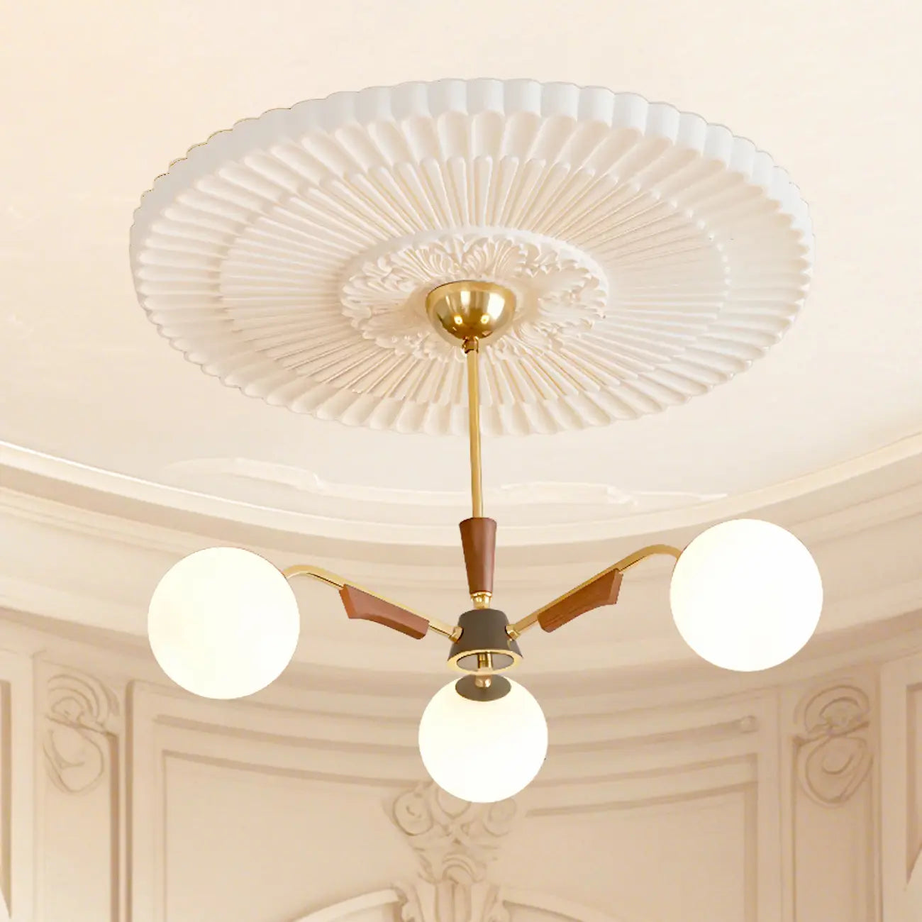 Lustre moderne en verre blanc avec boules et longueur réglable