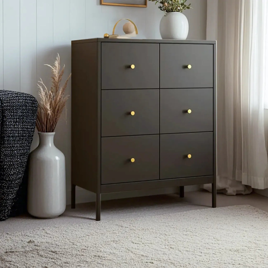 Commode double traditionnelle en acier brillant pour chambre à coucher