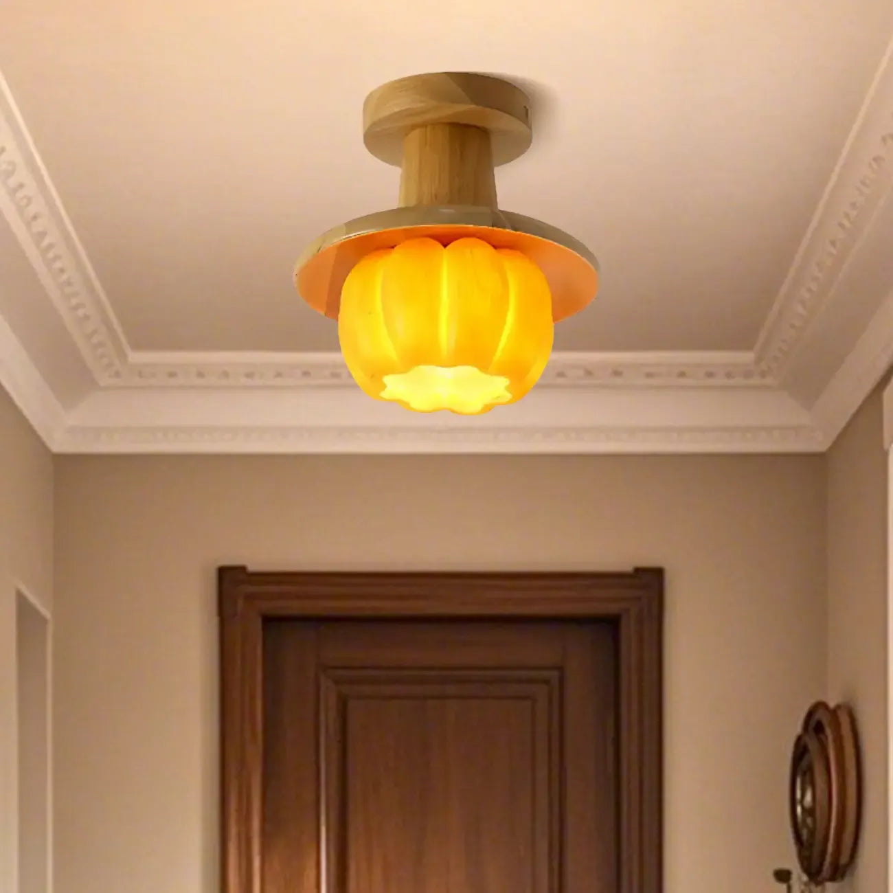 Plafonnier semi-encastré contemporain en forme de citrouille pour les espaces de vie
