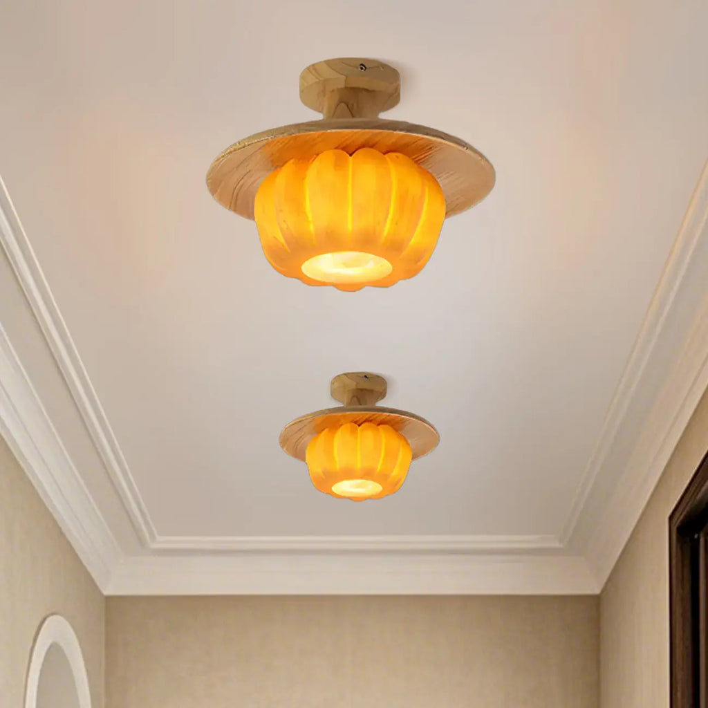 Plafonnier semi-encastré contemporain en forme de citrouille pour les espaces de vie