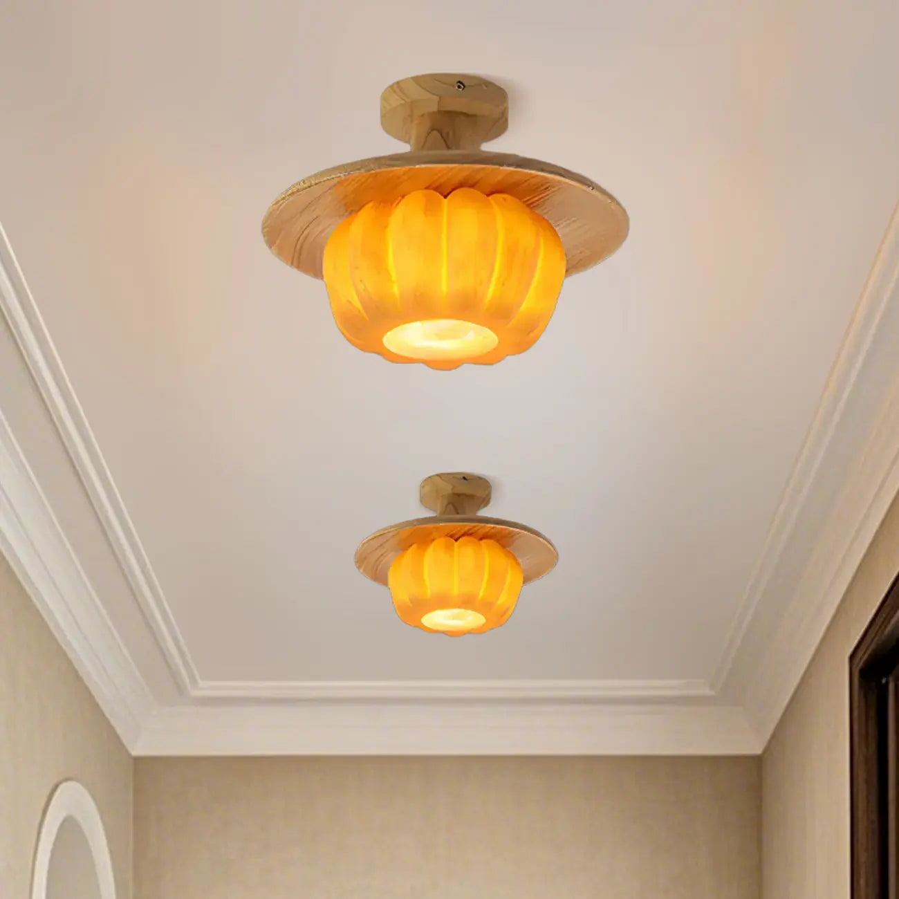 Plafonnier semi-encastré contemporain en forme de citrouille pour les espaces de vie