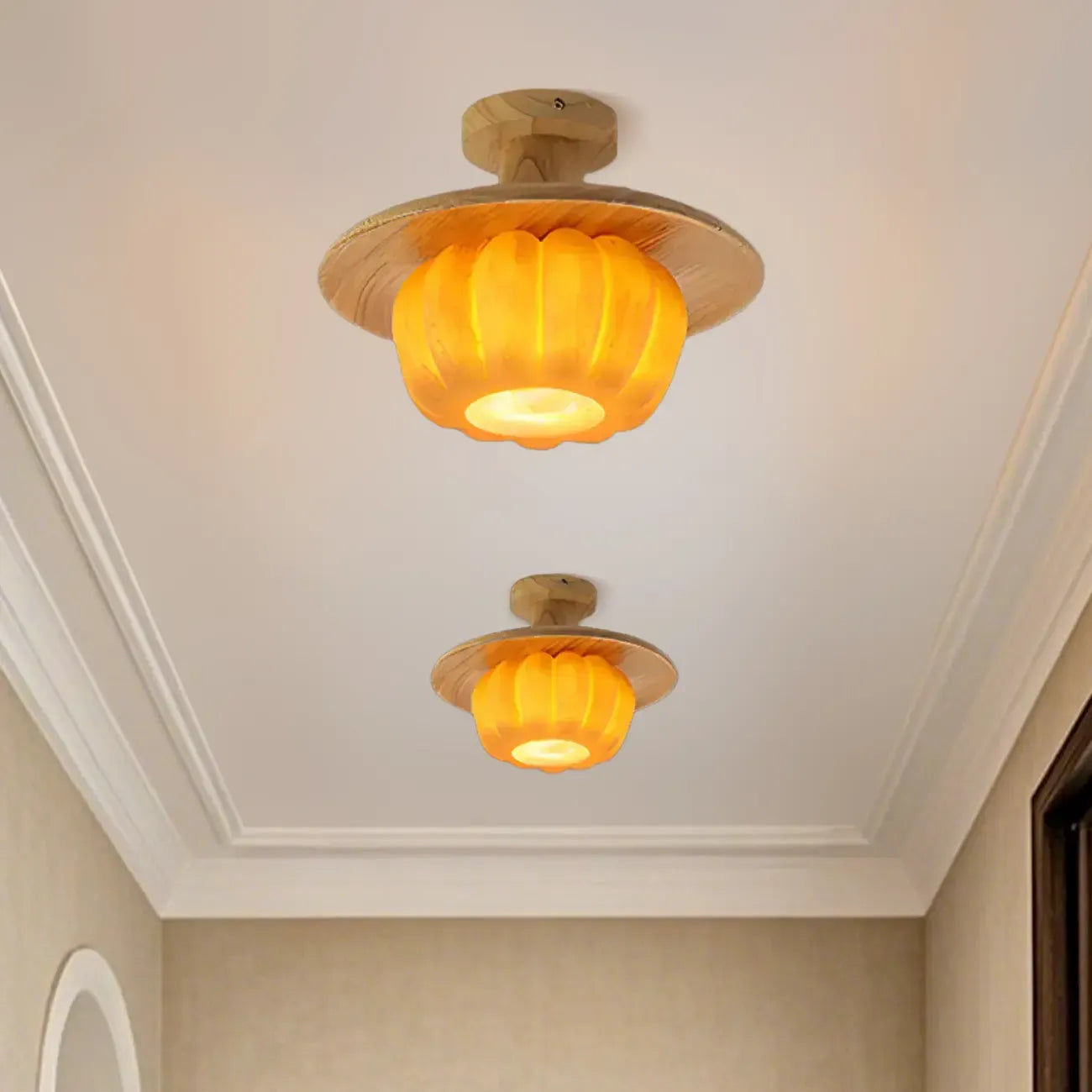 Plafonnier semi-encastré contemporain en forme de citrouille pour les espaces de vie