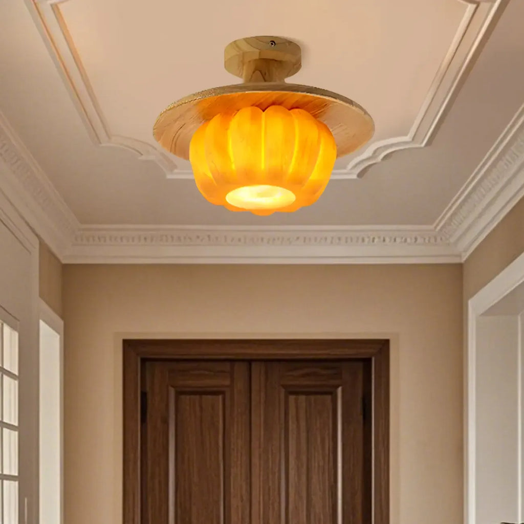 Plafonnier semi-encastré contemporain en forme de citrouille pour les espaces de vie
