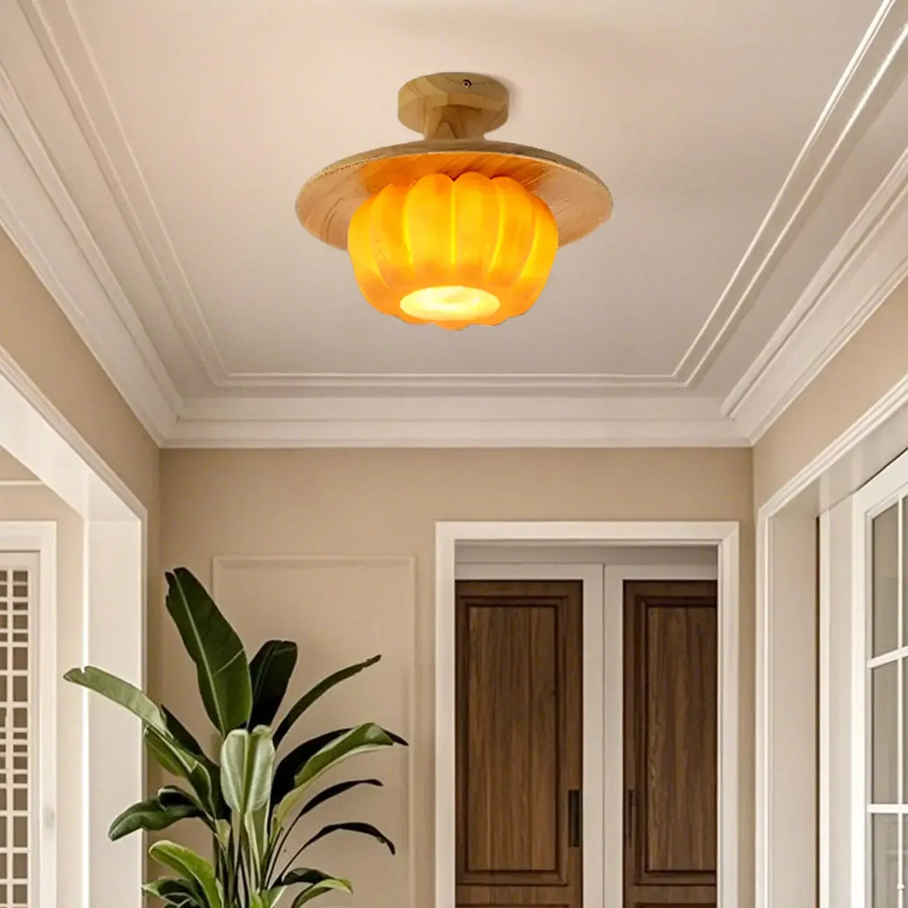 Plafonnier semi-encastré contemporain en forme de citrouille pour les espaces de vie