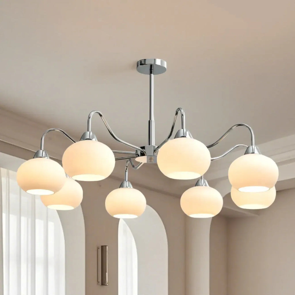 Lustre moderne en verre avec abat-jour globe pour salon