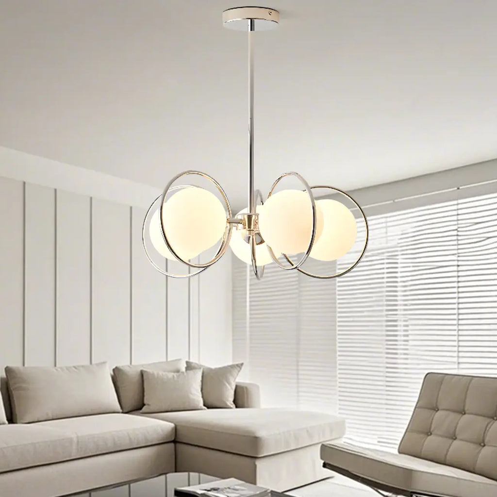 Lustre moderne à globe LED avec design circulaire en verre