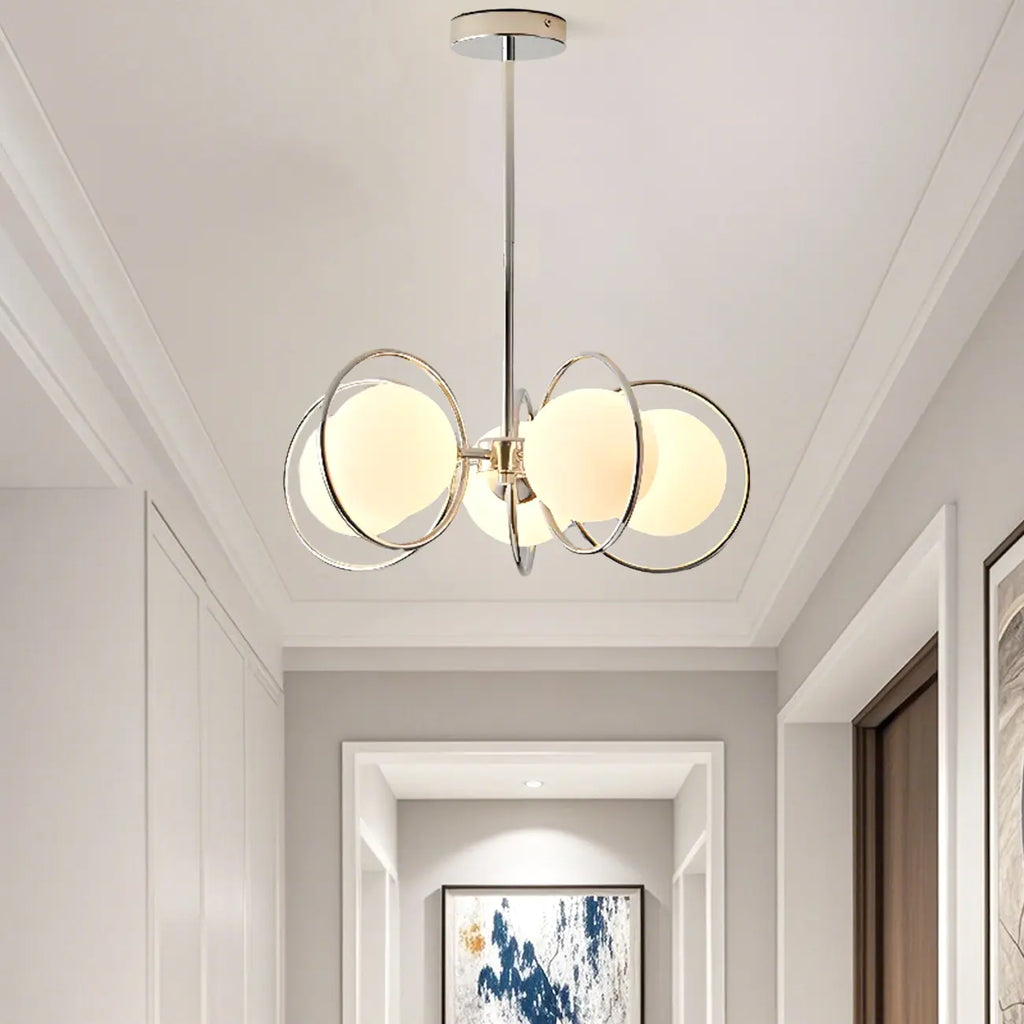 Lustre moderne à globe LED avec design circulaire en verre