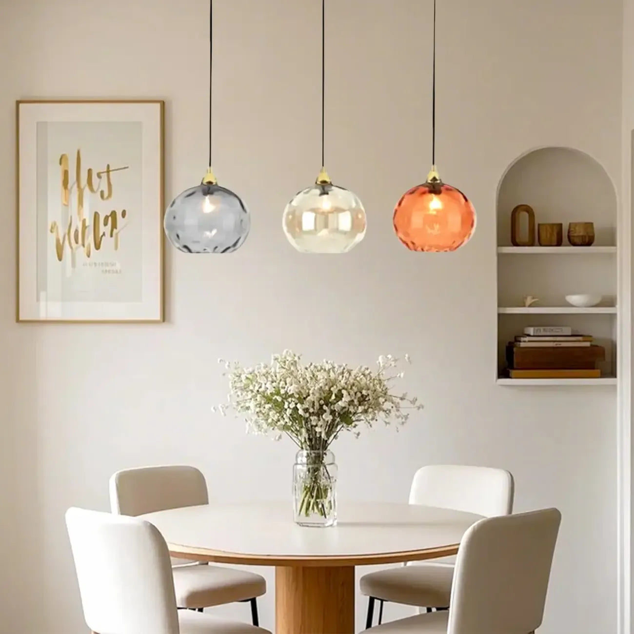 Suspension globe en vitrail artistique pour salle à manger