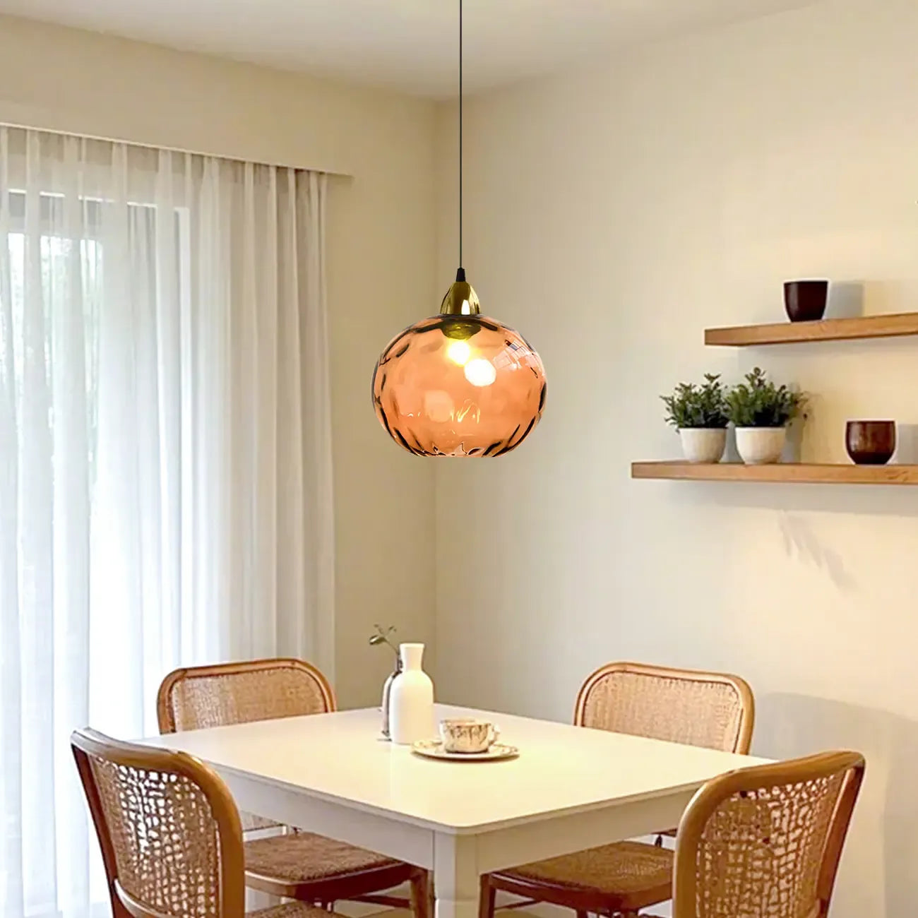 Suspension globe en vitrail artistique pour salle à manger