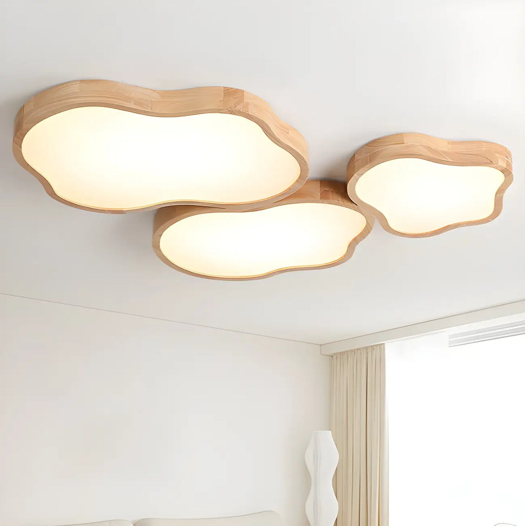 Plafonnier LED décoratif encastré en bois naturel et acrylique