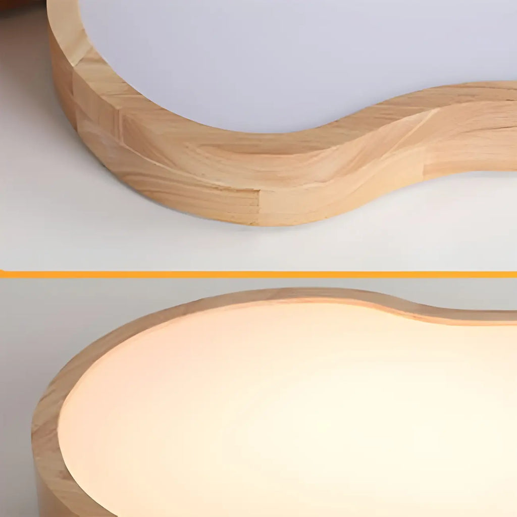 Plafonnier LED décoratif encastré en bois naturel et acrylique