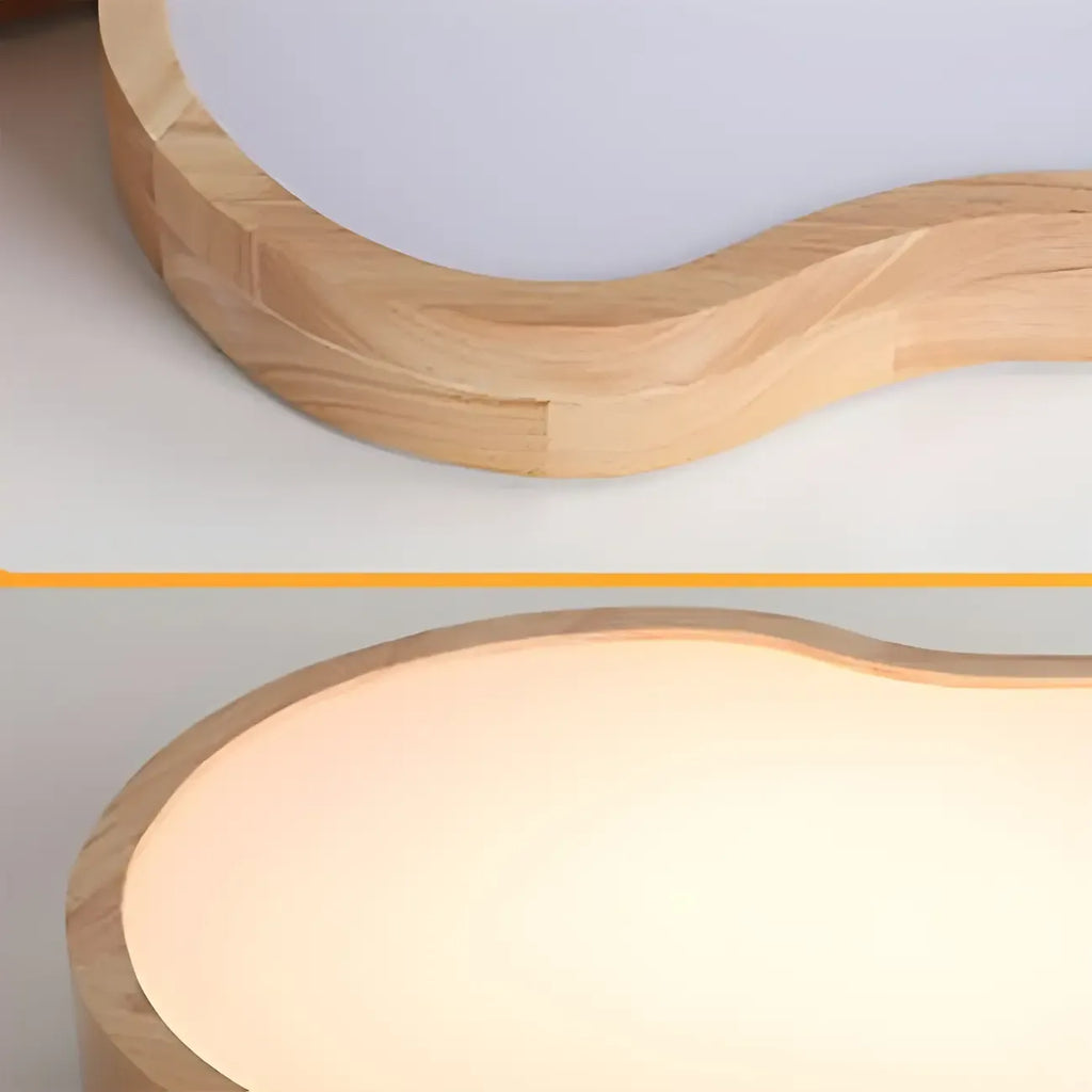 Plafonnier LED décoratif encastré en bois naturel et acrylique