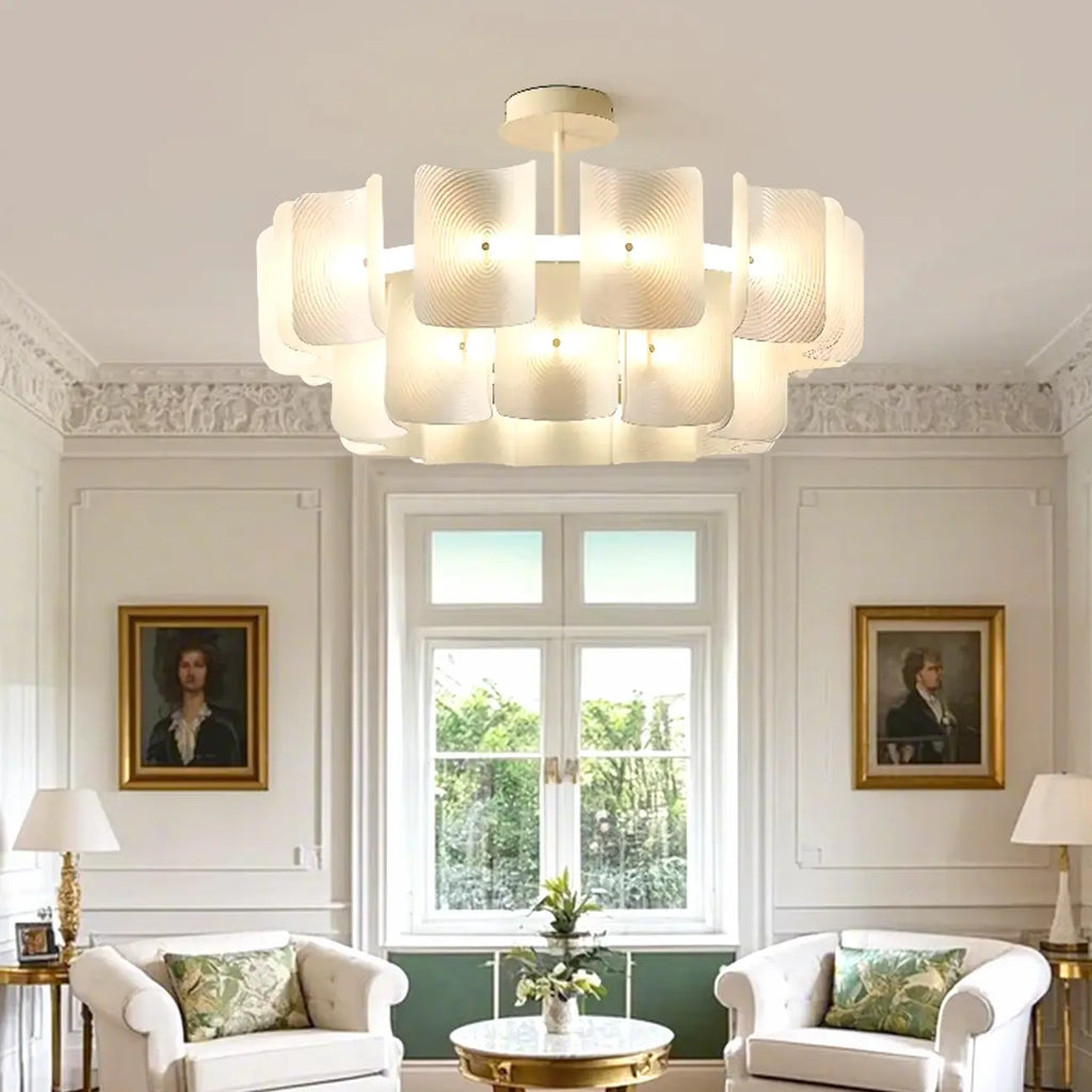 Lustre moderne à LED avec lecteur d'empreintes digitales et variateur à trois vitesses