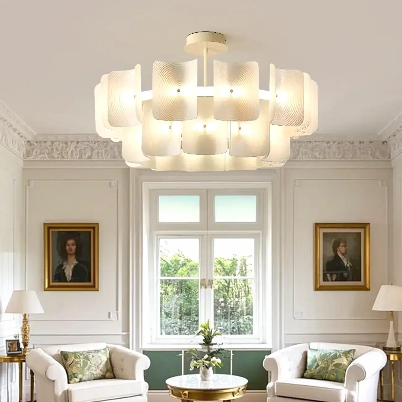 Lustre moderne à LED avec lecteur d'empreintes digitales et variateur à trois vitesses